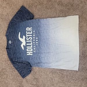 Hollister Blue and White Ombre T-Shirt